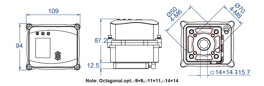 50Nm IoT Mini Electric Actuator 3 WA 50