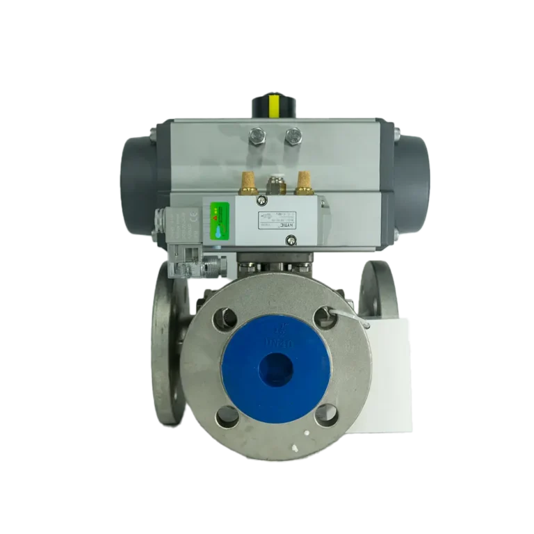 Pneumatic Flange Three Way Ball Valve1