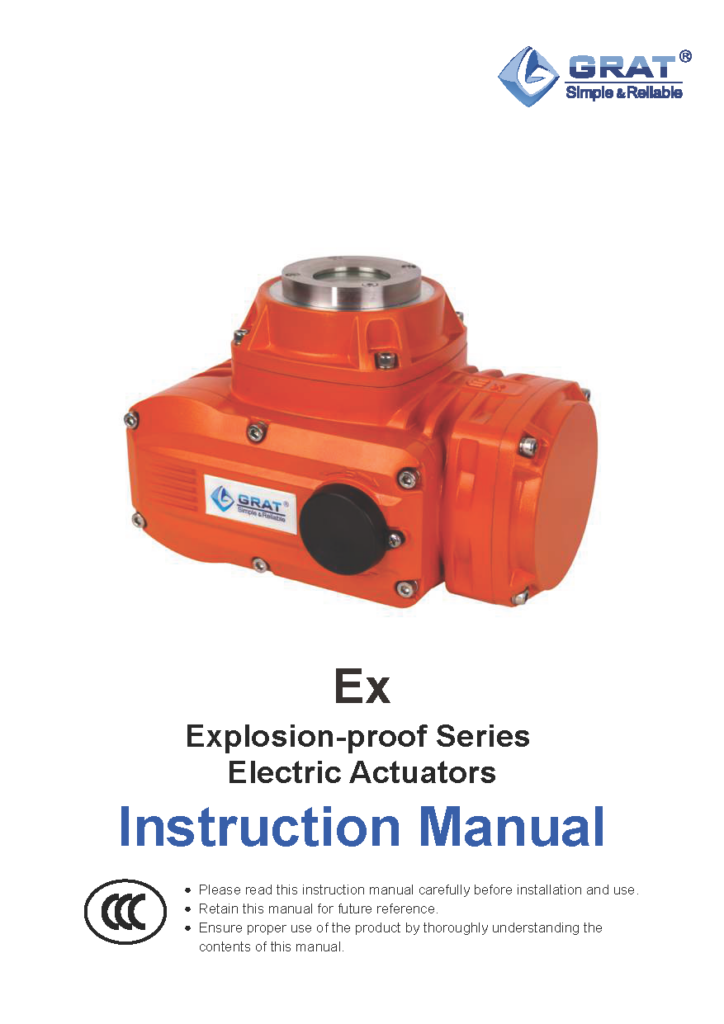 EX Explosion proof Series Electric Actuators Instruction Manual