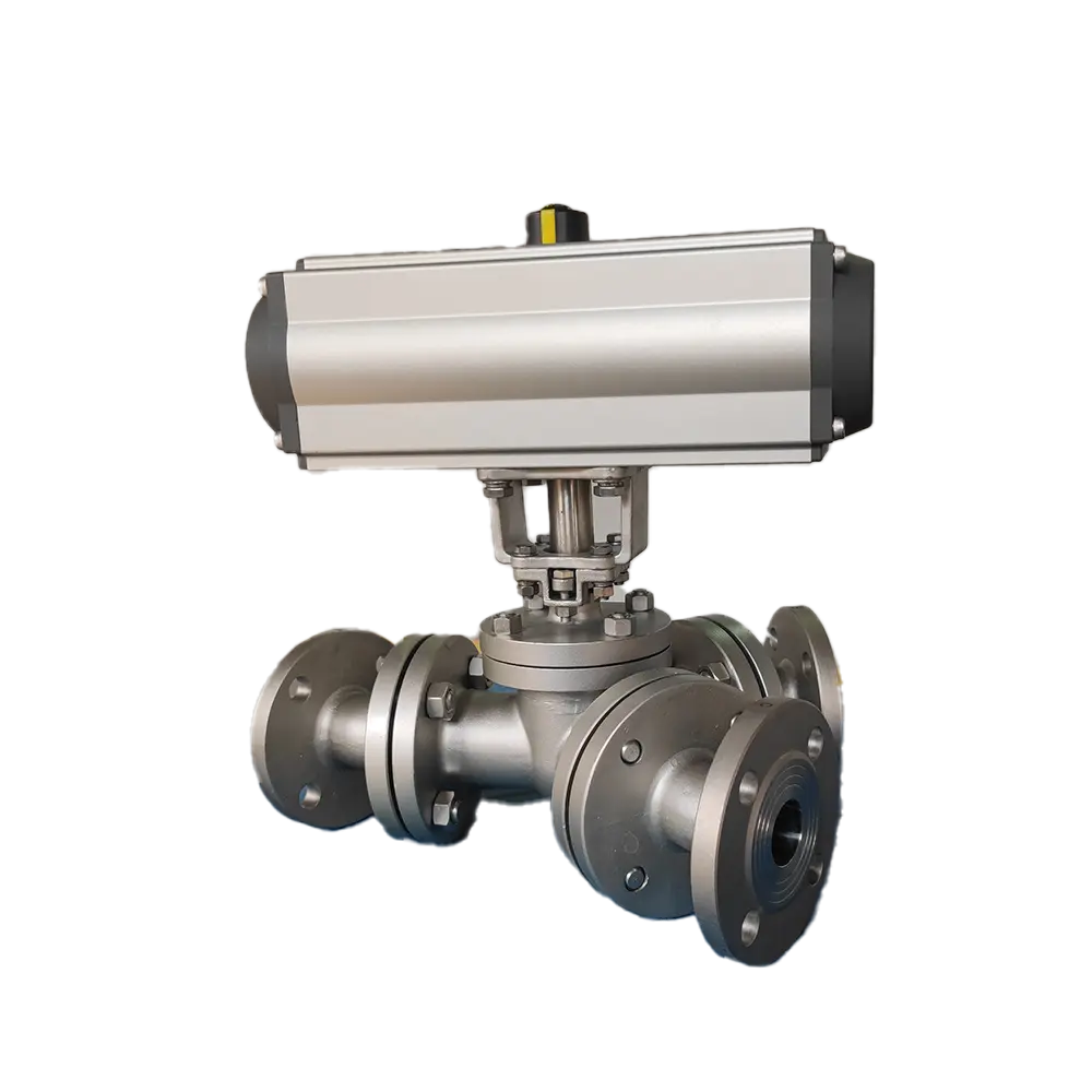 Products 2 Pneumatic Y Type Three Way Ball Valve 2