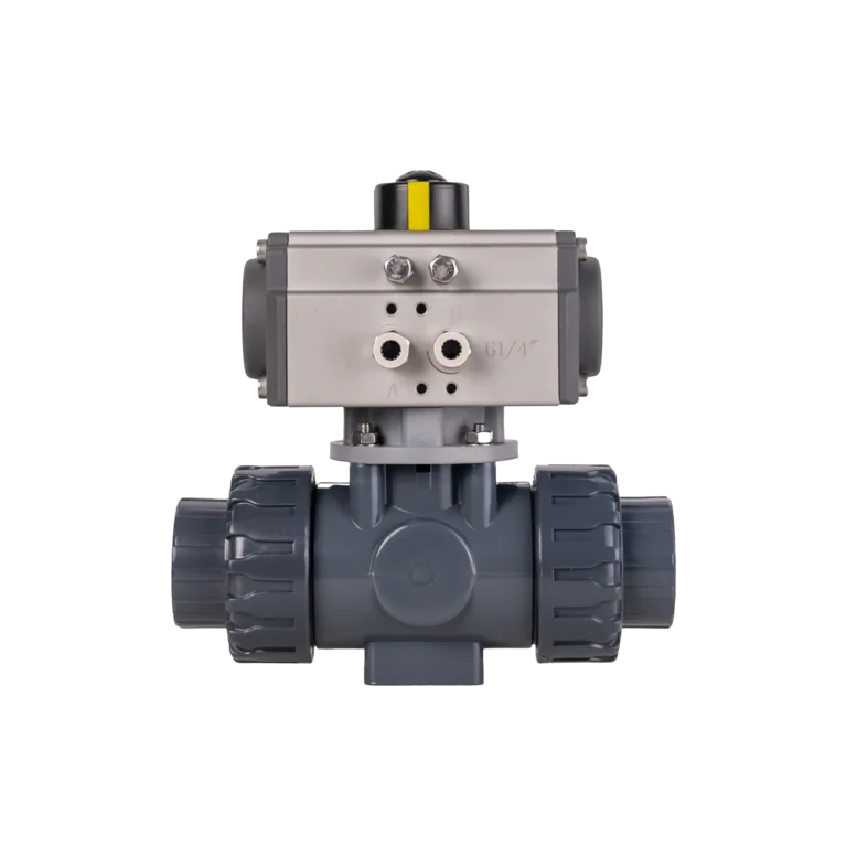 UPVC pneumatic Three Way Ball Valve 4